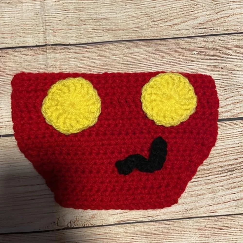 Handmade Disney Mickey Mouse Beanie Hat & Diaper Cover Set